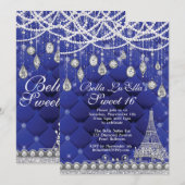 Paris Diamond en Parels Verjaardagsfeestuitnodigin Kaart (Voorkant / Achterkant)