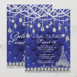 Paris Diamond en Parels Verjaardagsfeestuitnodigin Kaart