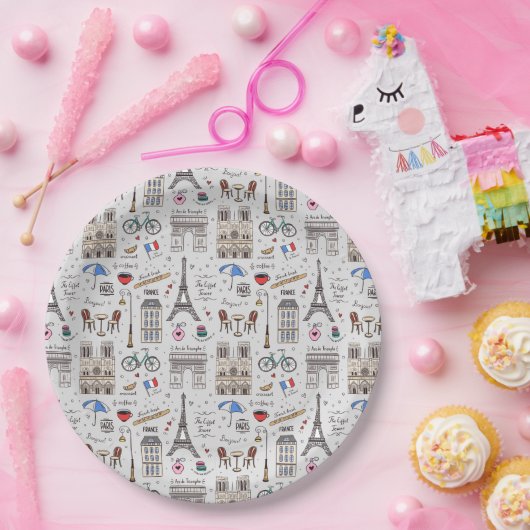 Paris Doodles Papieren Bordje (Feest)