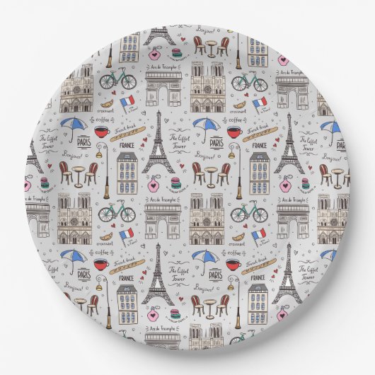 Paris Doodles Papieren Bordje (Voorkant)