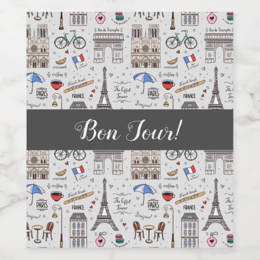 Paris Doodles Wijn Etiket (Enkel label)