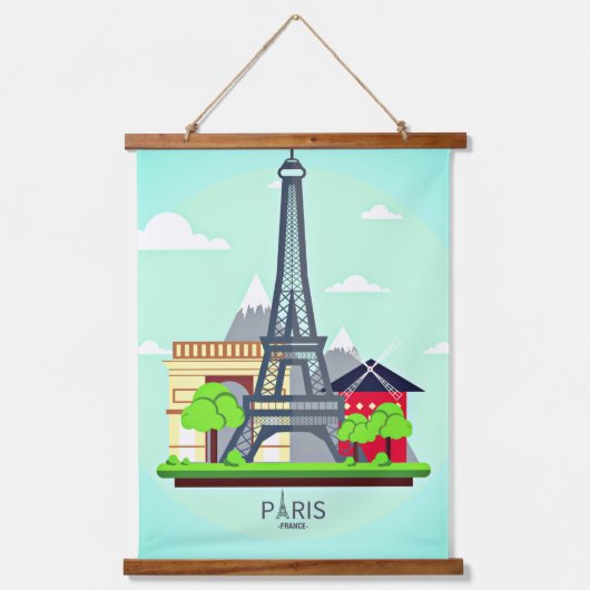 Paris Eifel Tower Hangend Wandkleed (Voorkant 3)