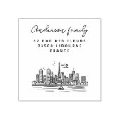 Paris Eiffel Aangepaste naam Hand-getrokken retour Rubberstempel (Afrduk)