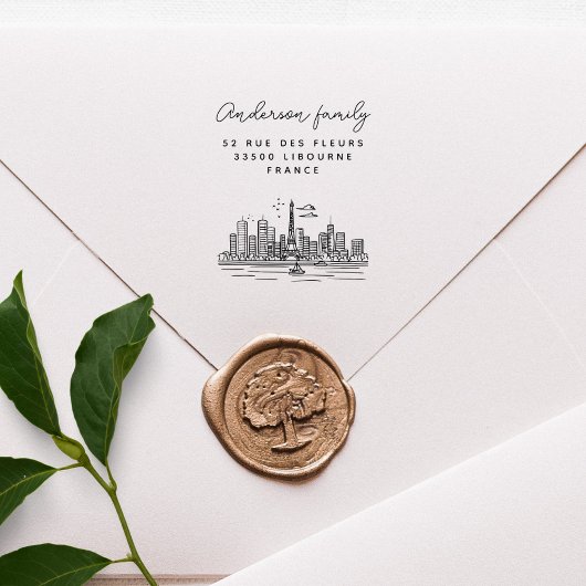 Paris Eiffel Aangepaste naam Hand-getrokken retour Rubberstempel