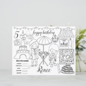 Paris Eiffel activity color sheet placemats (Staand voorkant)