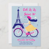 Paris Eiffel Fiets OOH La Blue Geel Sweet 16 Kaart (Voorkant)