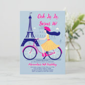 Paris Eiffel Fiets OOH La Blue Geel Sweet 16 Kaart (Staand voorkant)