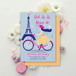 Paris Eiffel Fiets OOH La Blue Geel Sweet 16 Kaart