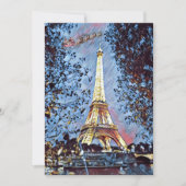 Paris Eiffel Impressionist Blauwe Kerstman Kerstmi Feestdagenkaart (Voorkant)
