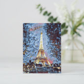 Paris Eiffel Impressionist Blauwe Kerstman Kerstmi Feestdagenkaart (Staand voorkant)