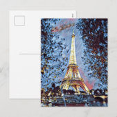 Paris Eiffel Impressionist Blauwe Kerstman Kerstmi Feestdagenkaart (Voorkant / Achterkant)