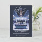 Paris Eiffel Night Floral Waterverf 50e verjaardag Kaart (Staand voorkant)