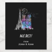 Paris Eiffel Notre Dame Rainbow Bedankt Wijnlabel Wijn Etiket (Enkel label)