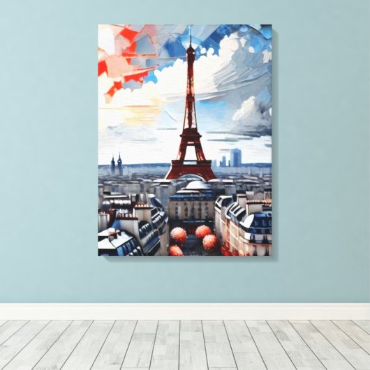 Paris Eiffel Toren Palet Tapestry 1 Canvas Afdruk (Insitu (Houten vloer))