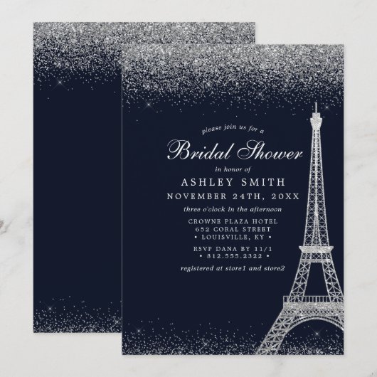 Paris Eiffel Toren Zilveren Bruiloft Feest Kaart (Voorkant / Achterkant)