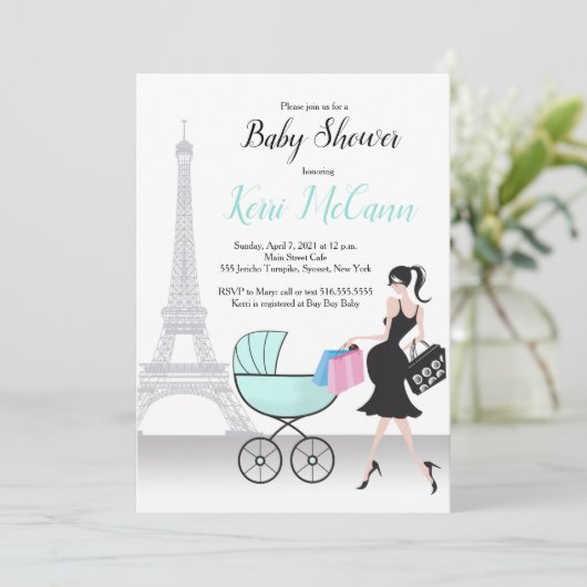 Paris Eiffel Tower algemeen Baby shower Kaart (Staand voorkant)