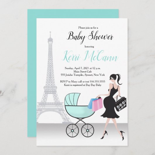 Paris Eiffel Tower algemeen Baby shower Kaart (Voorkant / Achterkant)