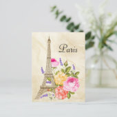Paris Eiffel Tower and Flowers Briefkaart (Staand voorkant)