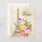Paris Eiffel Tower and Flowers Briefkaart (Voorkant / Achterkant)