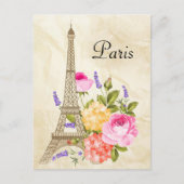 Paris Eiffel Tower and Flowers Briefkaart (Voorkant)