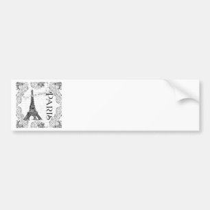 Paris Eiffel Tower and Scroll Bumpersticker