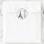 Paris Eiffel Tower and Scroll Ronde Sticker (Tas)