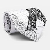 Paris Eiffel Tower and Scroll Stropdas (Opgerold)