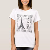 Paris Eiffel Tower and Scroll T-shirt (Voorkant)