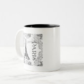 Paris Eiffel Tower and Scroll Tweekleurige Koffiemok (Voorkant links)