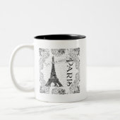 Paris Eiffel Tower and Scroll Tweekleurige Koffiemok (Links)