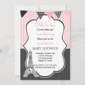 Paris Eiffel Tower Baby Girl Shower Kaart (Voorkant)