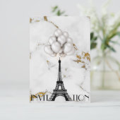 Paris Eiffel Tower Balloons Marmer Gold Kaart (Staand voorkant)