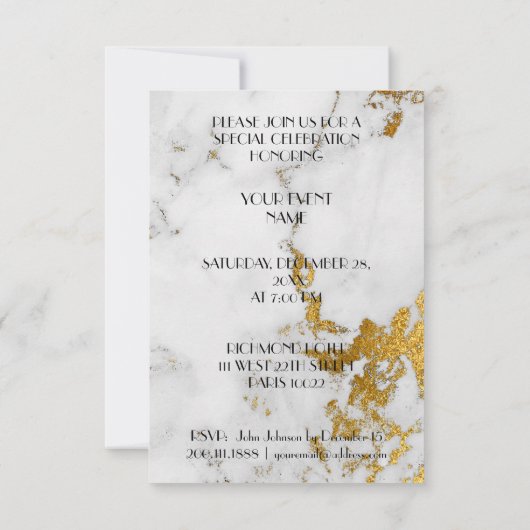 Paris Eiffel Tower Balloons Marmer Gold Kaart (Achterkant)