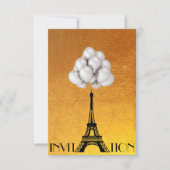 Paris Eiffel Tower Balloons White Gold Kaart (Voorkant)