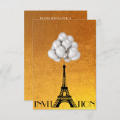Paris Eiffel Tower Balloons White Gold Kaart (Voorkant / Achterkant)