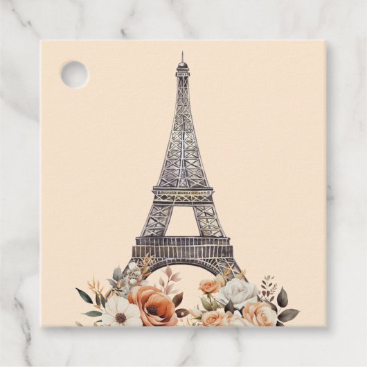 Paris Eiffel Tower Beautiful Floral Bridal Shower Bedankjes Labels (Voorkant)