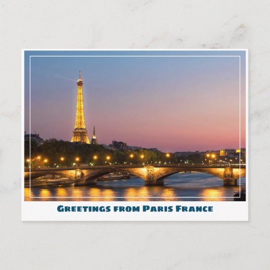 Paris Eiffel Tower bij Sunset Briefkaart (Voorkant)