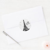 Paris Eiffel Tower Black en White Ronde Sticker (Envelop)