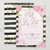 Paris Eiffel Tower Black Gold Birthday Invite Kaart (Voorkant / Achterkant)