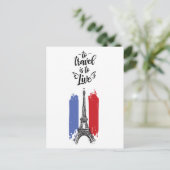 *~* Paris Eiffel Tower Black Outline White Briefkaart (Staand voorkant)