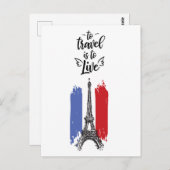 *~* Paris Eiffel Tower Black Outline White Briefkaart (Voorkant / Achterkant)