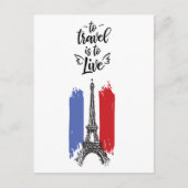 *~* Paris Eiffel Tower Black Outline White Briefkaart (Voorkant)