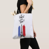*~* Paris Eiffel Tower Black Outline White Tote Bag (Dichtbij)