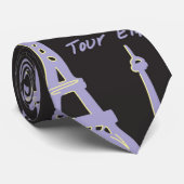 Paris Eiffel Tower Black & Paars Stropdas (Opgerold)