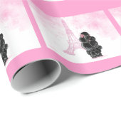 Paris Eiffel Tower & Black Poodle Cadeaupapier (Rol Hoek)