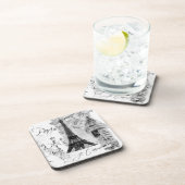 Paris Eiffel Tower Black & White Collage Bier Onderzetter (Rechterzijde)