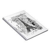 Paris Eiffel Tower Black & White Collage Notitieboek (Rechterzijde)