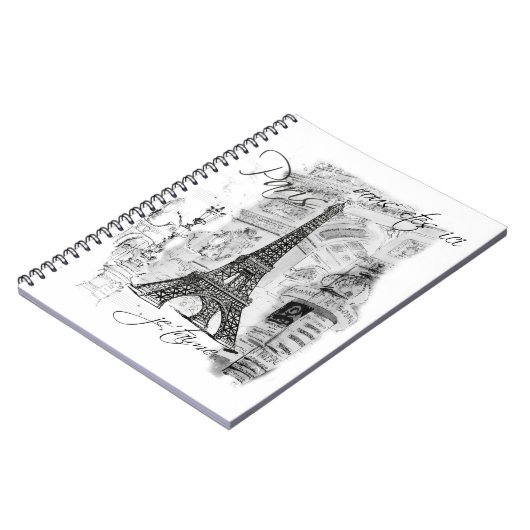 Paris Eiffel Tower Black & White Collage Notitieboek (Linkerzijde)