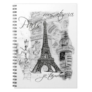 Paris Eiffel Tower Black & White Collage Notitieboek