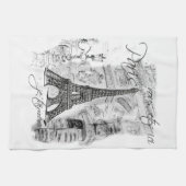 Paris Eiffel Tower Black & White Collage Scene Theedoek (Horizontaal)